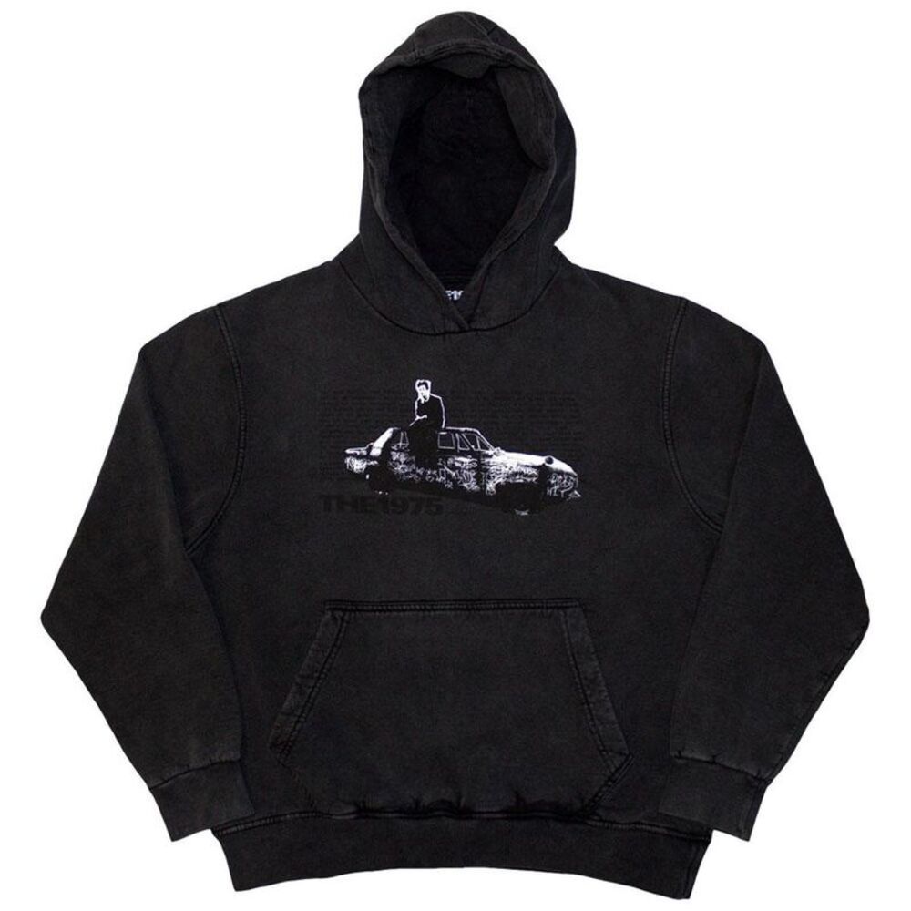The 1975 Unisex Adult Car Photo Washed Hoodie / Charcoal Grey